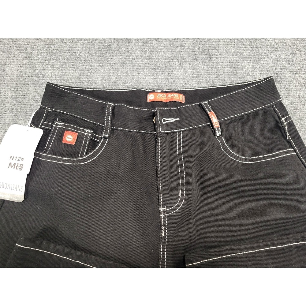 Vintage Y2k Tribal JNCO Jeans Mens Medium Embroidered Tribal Design Black/Silver - Picture 5 of 16